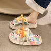 Slippers Fashion Design Summer Women Graffiti Slippers Platform Shoes Mules Flip Flops Street Sandals Clogs Flat Casual Shoes For Female 230404