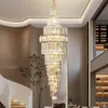 Light Luxury Villa Hollow Duplex Large Chandelier Crystal Hall Spiral Staircase Post-Modern Living Room Hotel Lobby Lights LOFT