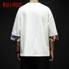 T-shirts masculins Ruihuo T-shirt en coton en lin à manches à manches pour hommes HARAJUKU TE-shirt Summer Strewear Hip Hop 5xl Arrivées 230406