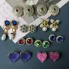 Stud Earrings Lovely Heart Geometric Round Rhinestone Blue Pink Drop Jewelry