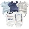 Rompers Baby 5pack infantil macacão menino menino roupas de garotas de verão de alta qualidade listrada cora de roupa de ropa bebe 230406