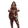 Plus size Women Clothing Casual Tracksuits 2023 New Cute Large Raglan Print Round Neck Short Sleeve Pants Two Piece Set