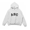 2oje hoodie hooded designer män hoodies abc flocking brev mode varumärke hög gata lös passform man kvinnor grå mångsidig rent bomullströja