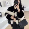 Women's Fur Faux Black and White Matching Jacket Winter Coat 2023 231106
