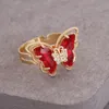 Anelli placcati in oro da donna Anelli a farfalla aperti in cristallo colorato Anelli da dito semplici per banchetti nuziali per regalo da donna