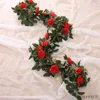 Kerstversiering Zijden Kunstmatige Roos Hangende Bloemen Voor Muur Kerst Planten Bladeren Garland Romantische Bruiloft Woondecoratie R231106
