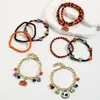 Charm Bracelets Halloween Seed Beads Pumpkin Drop Bracelet For Women Soft Clay Sets Gold Color Link Chain Jewelry