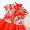 Flickor klänningar vår sommar barn kinesisk stil klänning barn cheongsam prinsessa för baby tutu kläder 230406