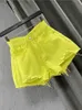 Women's Shorts Women's denim shorts High waisted casual solid zipper flying fashion shorts Loose sexy green A-shaped pants summer 230406