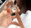 Famous classic small square dial designer watch All Stainless Steel Diamonds Ring Clock Women Quartz Movement Ladies Bracelet Waterproof Watches montre de luxe