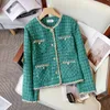 Tvådelt klänning Autumn Small Fragrance Vintage Tweed Plaid Set Women Single Breasted Jacket Coat Mini kjolar Set Sweet 2 Suits