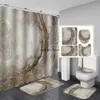 Cortinas de chuveiro cortinas de chuveiro de mármore branco Luxo ouro moderno anti -tapete de tapete de tapete de tapete de banheiro de banheiro de poliéster à prova d'água decoração de poliéster 180x180 230406