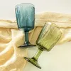 Vintage blad präglat dricka vinglas retro blyfri färgad drinkware bar vin öl cocktail glas