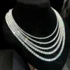 925 Sterling Sliver Moissanite Zincir Kolye Hip Hop Buzlu 2mm 3mm 4mm VVS ELMAS TENİS ERKEKLER KADINLAR