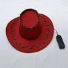 Berretti LED Cappello a cilindro Western Cowgirl Tesa larga Glowing Fashion Fedora Musical Festival Party Novità Cosplay Copricapo