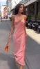 Casual Dresses Wepbel Suspenders V-neck Satin Sexy Dress Summer Camis Women Sleeveless Fashion High Waist Club Wear Long