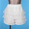 Kvinnors shorts kvinnor spets trim tiered ruffles kjolade mode vit elastisk midjeband frilly bloomers lolita casual dagkläder