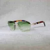 Modische Luxus-Sonnenbrille für den Außenbereich, Strass, Pfauenholz, randlos, Herren, natürliches Büffelhorn, übergroß, quadratisch, Retro-Sonnenbrille, Oculos Eyewear für Club