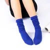 Women Socks Chaozhu Japanse Korea High School Meisjes Hoge Sokken Losse Effen Kleuren Dubbele Naalden Breien Katoen Lange Vrouwen