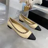 Zapatos de vestir de marca de diseñador para mujer, moda de lujo, tacón medio, sexy, grueso, color partido, piel de oveja, zapatos individuales clásicos