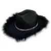 Beret Cowboy Hat z pierzastym akcesorium Cowgirl dla dziewcząt i kobiet Dropship