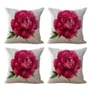 Kudde 4x vintage Floral/Flower Flax Dekorativt kastfodral Cover Home Soffa Rose