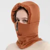 Boinas Mujeres Forro polar de felpa Sombrero de punto Gorro de punto Protección para los oídos Cubierta para la cara Gorros a prueba de viento Invierno Calentador de cuello grueso