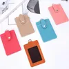 Card Holders Lanyards ID Badge Holder Leather Bus Pass Case Cover Men Women's Bank Business Women Solid Color