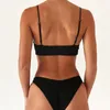 Kvinnors badkläder Kvinnor Högkvalitativ sexig solid push -up Cut Lace Halter Bikini Set Summer Beachwear Suit Two Piece Swimsuit
