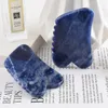 Massagem SPA dente de serra em formato de coração Sodalite Gua Sha Raspador Massageador facial Acupuntura Pedra natural Placa Guasha para levantamento facial Ferramentas de cuidados com a pele de beleza