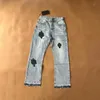 Men's Jeans Designer Make Old Washed Chrome Straight Trousers Heart Letter Prints Long Style Hearts