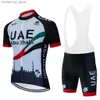 Conjuntos de camisa de ciclismo Emirados Árabes Unidos Conjuntos de camisa de ciclismo 2023 Roupas de ciclismo masculinas Verão Curto Seve MTB Bicicleta Terno Bicyc Roupas Ropa Ciclismo Hombre Q231107