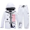 Inne artykuły sportowe mężczyzna i kobieta noszenie śniegu wodoodporne garnitury narciarskie Zestaw Snowboard Snowboard Costium na zewnątrz wodoodporne kurtki zimowe + spodnie Unsex HKD231106