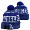 Dodgers Gorros Los Ángeles LA Bobble Hats Gorras de béisbol 2023-24 Diseñador de moda Sombrero de cubo Chunky Knit Faux Pom Beanie Gorro de punto deportivo de Navidad A10