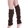 Frauensocken 2023 High Pure Color Boot Cuffs Warmer Wool Knit Leg Stocks Winter Cotton Long Over Knee Girls # jxl
