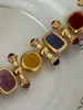 Link Bracelets Vintage Brass Statement Chunky Colorful Retro Beads Bracelet Women Jewelry Designer T Show Runway Gown Rare INS Japan Korean