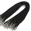 Colares Pingente 100 Pçs / Lote Bulk 1-2mm Black Wax Couro Snake Cord String Corda Extensor de Fio Cadeia para Fazer Jóias Todo 254y