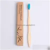 Disposable Toothbrushes Disposable Toothbrush Natural Bamboo Handle Rainbow Colorf Soft Bristles 10 Colors Cleaning Supplies Drop Deli Dh7I1