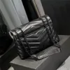 2023 Verklig autentisk kvalitetsdesigner Loulou Bag stora axelkedjor Crossbody Clutch Bags Pures Pures äkta kalvskinn läder grosgrain foderbok plånbok vipp