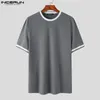 Heren T-shirts INCERUN Mannen Shirt Patchwork Koreaanse Stijl Zomer Casual Kleding Streetwear 2023 O-hals Korte Mouw Vrije Tijd Tee tops S-5XL