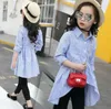 Clothing Sets Kids Girls Shirts Fall 2023 Children Cotton Striped Shirt Dress Blue Blouses Clothes