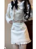 Abiti casual Kawaii Dolce Gonna abito di moda Donna Slim aderente Mini Y2k Cappotto corto Elegante stile coreano 2 pezzi Set 2023 Autunno