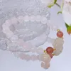 Braccialetti con ciondoli Coniglio/Spiaggia Quarzo rosa naturale/Agata/Cristallo fragola/Calcedonio Bracciale a catena con perline Gioielli squisiti da donna YBR752 230406