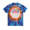 22ss Ins Smile Face Stormi World 2 Party Blue Tie Dye Tee Скейтборд Мужская дизайнерская футболка Женская уличная повседневная футболка286n