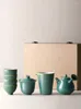 Ensembles de service à thé, théière et tasses en céramique faites à la main, coffret cadeau de Style rétro japonais, poterie, 4 tasses, 1 théière, 2 couleurs de récipient