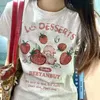 Kadın Tişörtleri Y2K Estetik Yaz Karikatür Çilek T-Shirts Harajuku Kısa Kol gevşek Ocasual Teps o Boyun tüm eşleşen gündelik