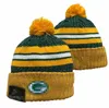 Men Knitted Cuffed Pom GREEN Beanies BAY GB Bobble Hats Sport Knit Hat Striped Sideline Wool Warm BasEball Beanies Cap For Women A15