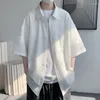 Męskie koszule Summer Letni krótkie rękawie Mężczyźni Modne Plisted Streetwear Loose Ice Silk Men duże rozmiary M-5xl