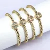 Strand 10Pcs Religious Jewelry 18K Gold Plated Beads Bracelet Micro Pave CZ Virgin Mary Spacer Charm Bracelets For Gift