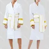 Jacquard Sleepwear Gown Vintage Robe with Waist Belt Womens Mens Winter Bath Robes Thick Dressing Gowns for Couple